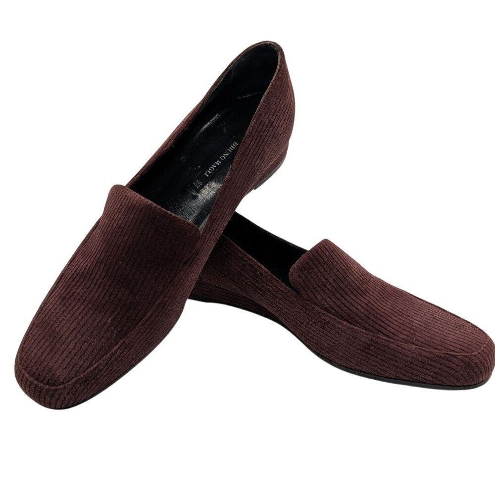 Bruno Magli Maroon Corduroy Embossed Loafers  Made‎ in Italy Slip On Size 9.5